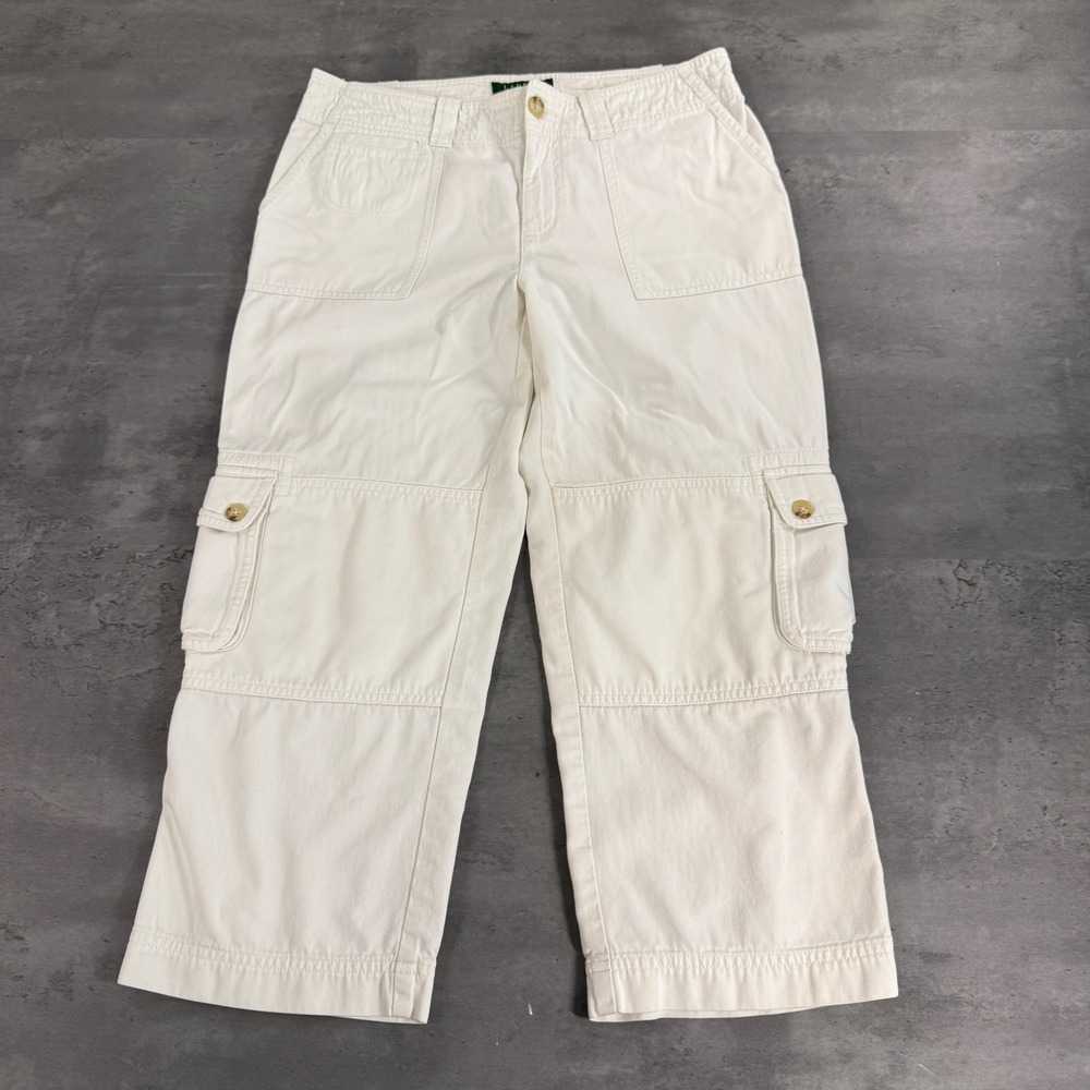 Polo Lauren Ralph Lauren Cargo Pants Women 4P White Petite Utility Straight Leg